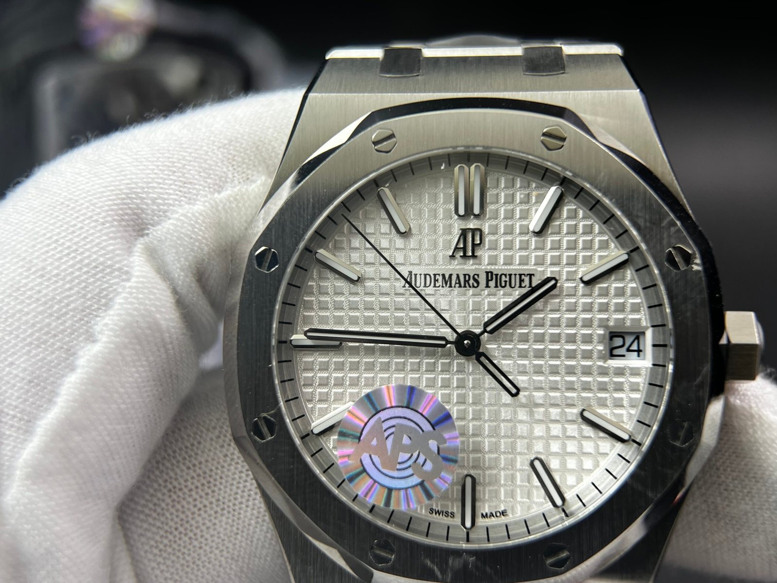 Royal Oak 41mm 15500 SS APSF 1:1 Best Edition White Textured Dial on SS Bracelet A4302 Super Clone - Image 2