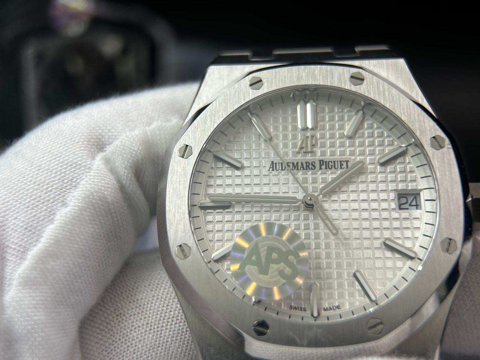 Royal Oak 41mm 15500 SS APSF 1:1 Best Edition White Textured Dial on SS Bracelet A4302 Super Clone - Image 3