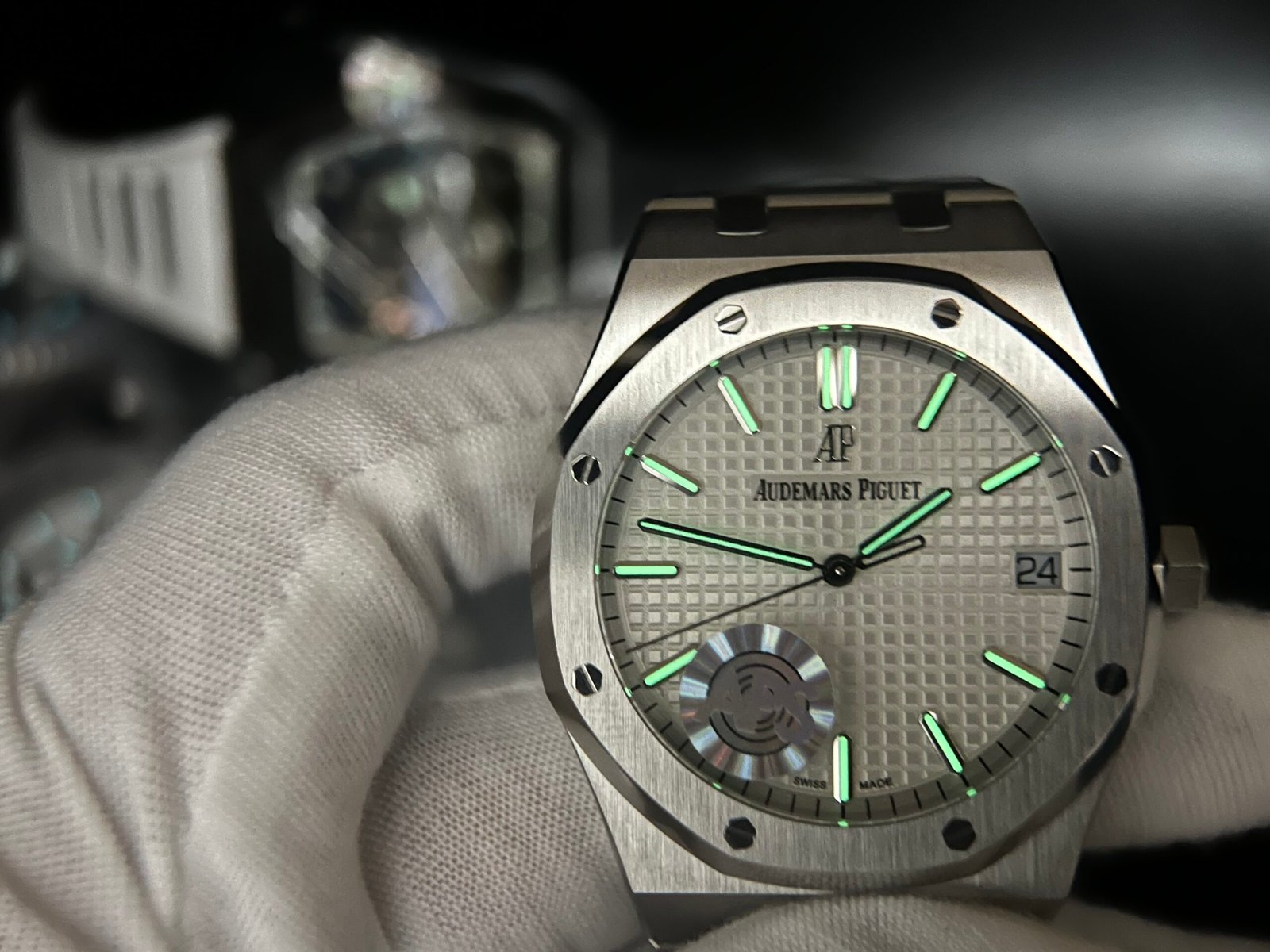 Royal Oak 41mm 15500 SS APSF 1:1 Best Edition White Textured Dial on SS Bracelet A4302 Super Clone - Image 4