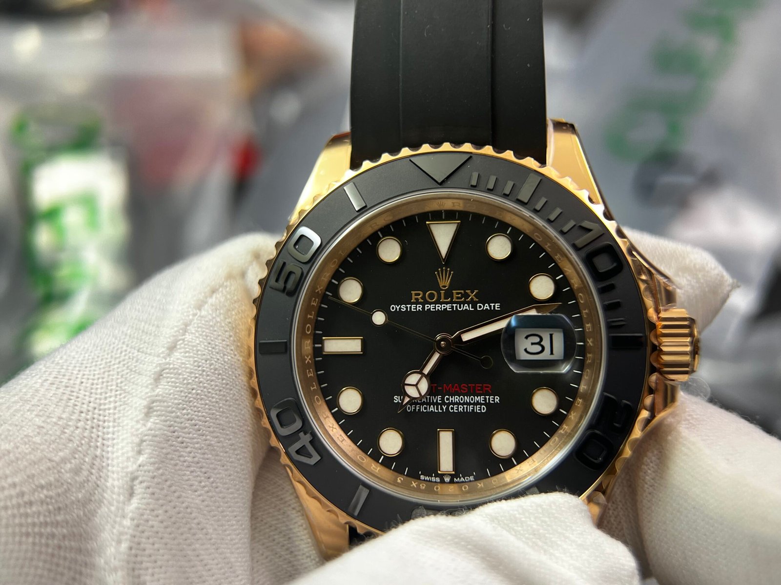Yacht-Master 126655 Clean factory 1:1 Best Edition Black Ceramic Bezel 904L Steel on Oysterflex Rubber Strap VR3235 - Image 2