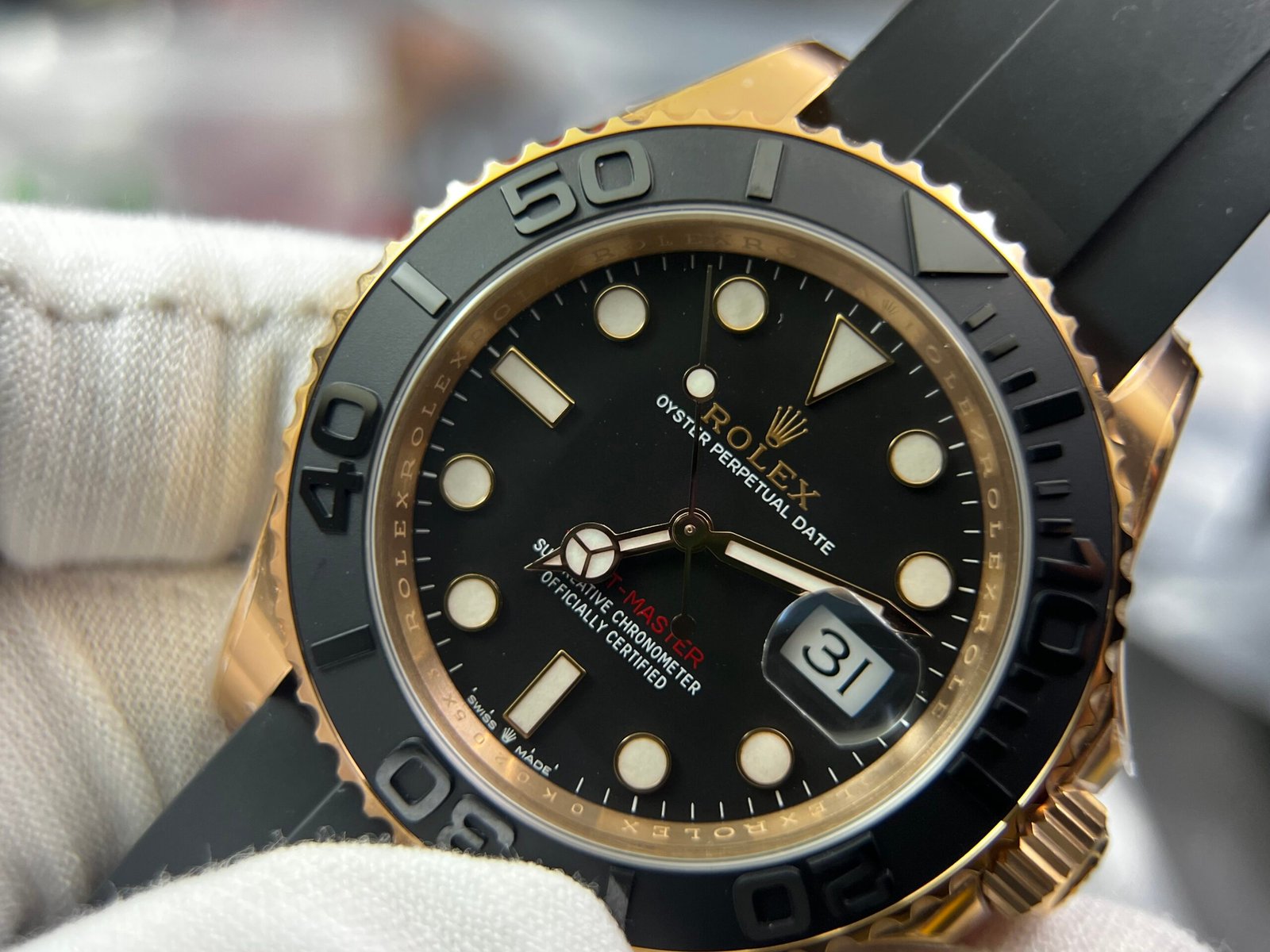 Yacht-Master 126655 Clean factory 1:1 Best Edition Black Ceramic Bezel 904L Steel on Oysterflex Rubber Strap VR3235 - Image 3