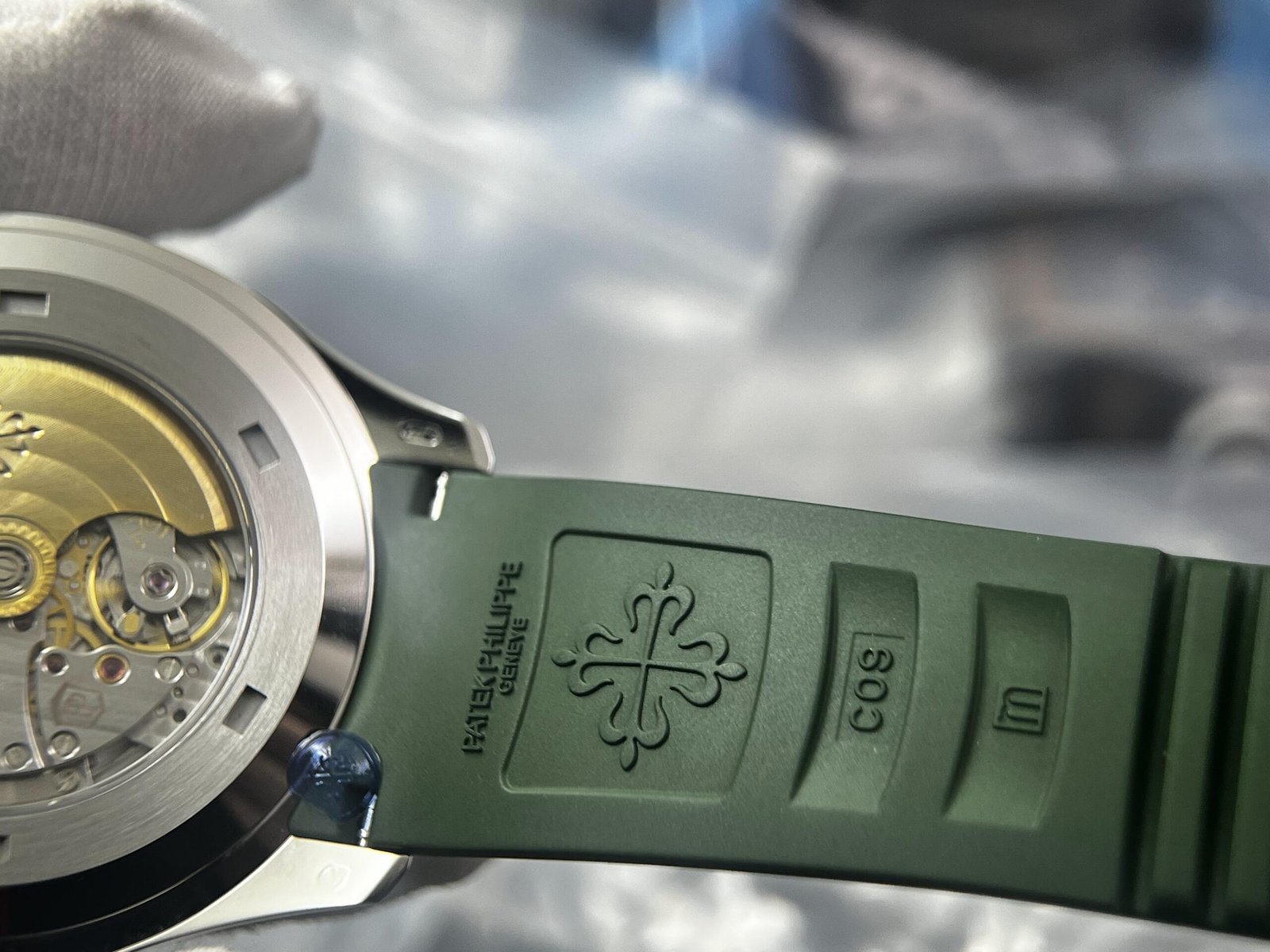 Aquanaut 5168 SS 3KF 1:1 Best Edition GreenTextured Dial on Green Rubber Strap A330 Super Clone V3 - Image 9