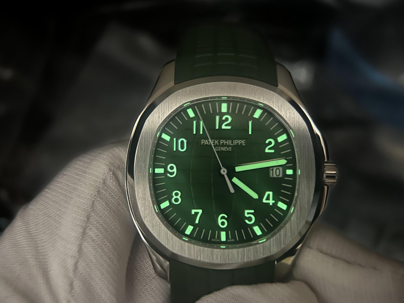 Aquanaut 5168 SS 3KF 1:1 Best Edition GreenTextured Dial on Green Rubber Strap A330 Super Clone V3 - Image 6