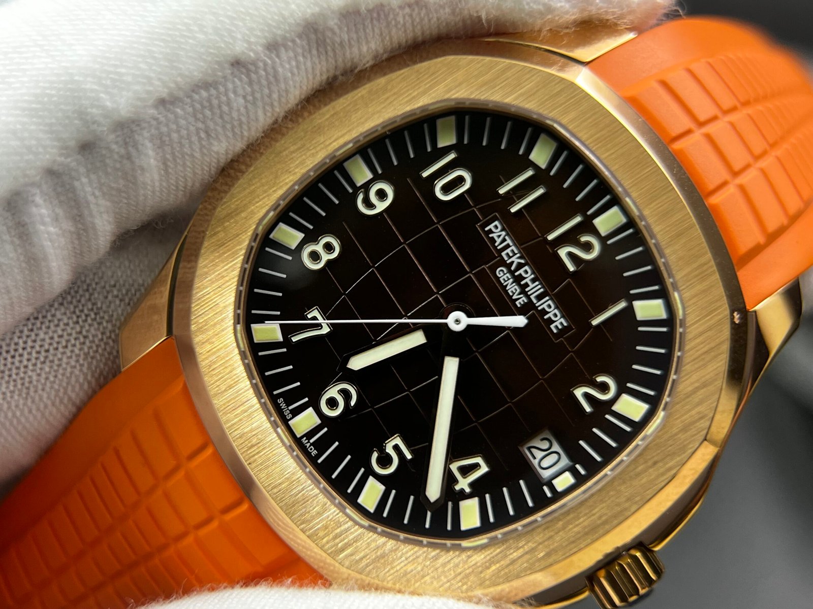 Aquanaut 5167R SS 3KF Best Edition Gray Dial on Orange Rubber Strap A324 Super Clone V2