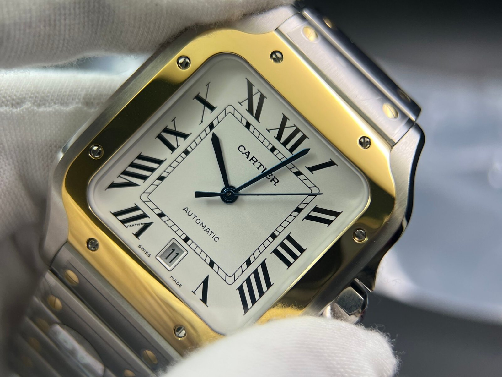 Santos de Cartier XL 40mm SS/YG BVF 1:1 Best Edition White Dial on SS/YG Bracelet MIYOTA 9015 - Image 2