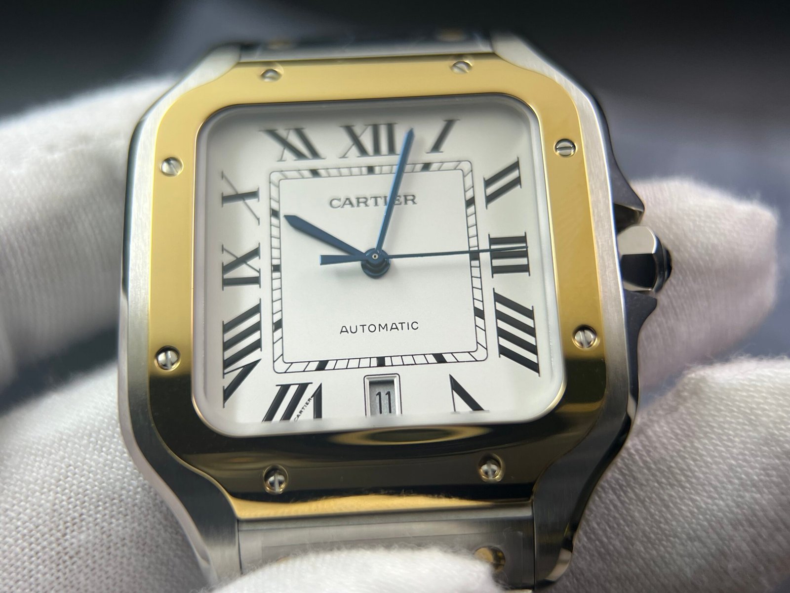 Santos de Cartier XL 40mm SS/YG BVF 1:1 Best Edition White Dial on SS/YG Bracelet MIYOTA 9015 - Image 4