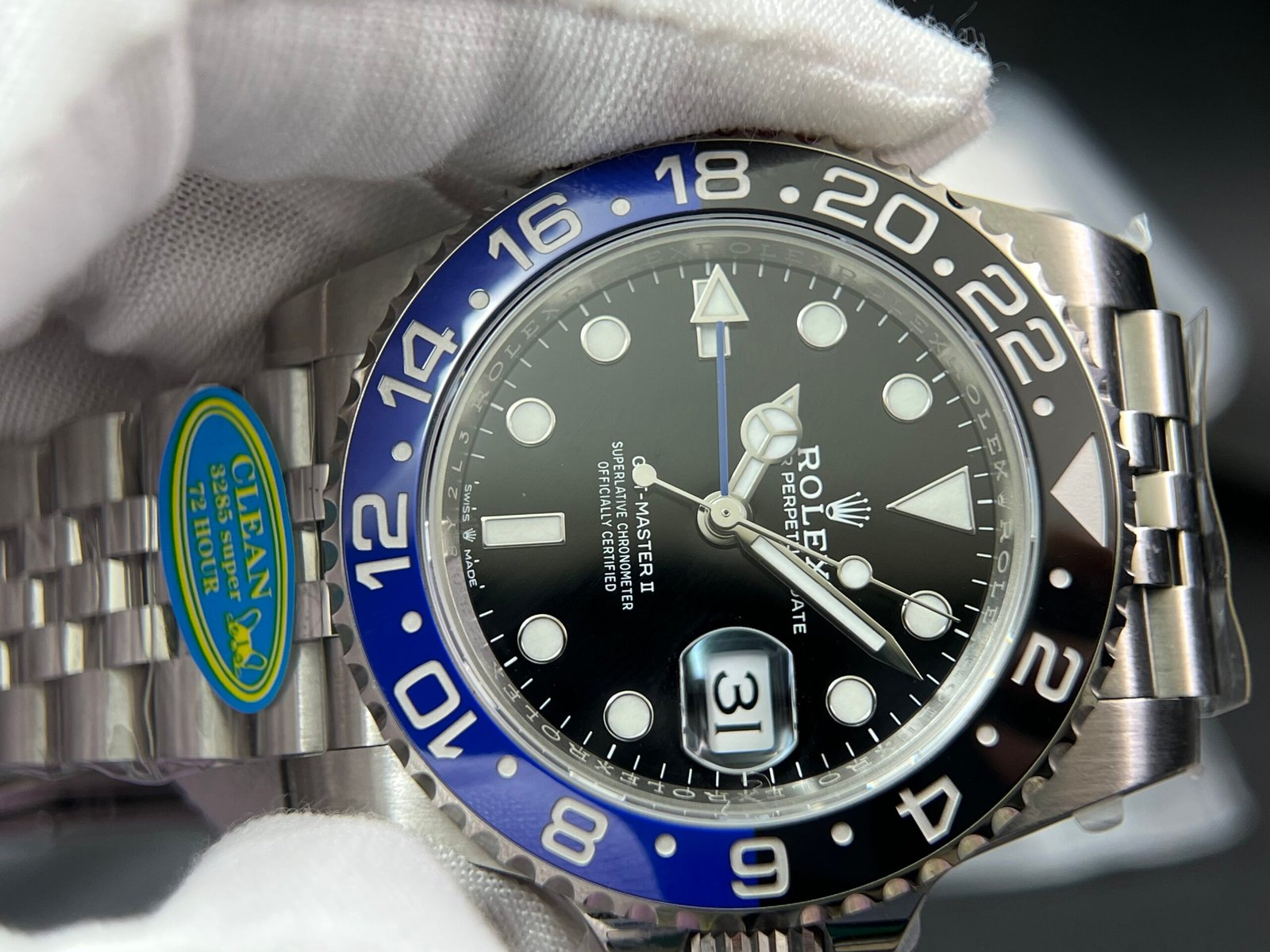 GMT-Master II 126710 BLNR Upgrade close Genuine Black/Blue Ceramic bezel 904L Steel Clean Factory Best Edition on Oyster and Jubilee Bracelet DD3285 V3 version - Image 8