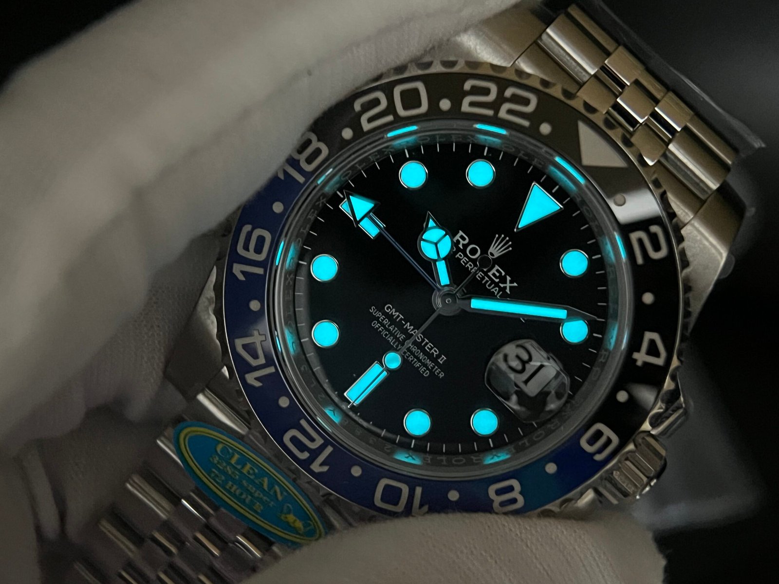 GMT-Master II 126710 BLNR Upgrade close Genuine Black/Blue Ceramic bezel 904L Steel Clean Factory Best Edition on Oyster and Jubilee Bracelet DD3285 V3 version - Image 10