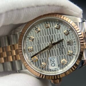 DateJust 36 126231 SS/RG VSF 1:1 Best Edition 904L Steel Silver Textured Diamonds Dial on Jubilee Bracelet VS3235