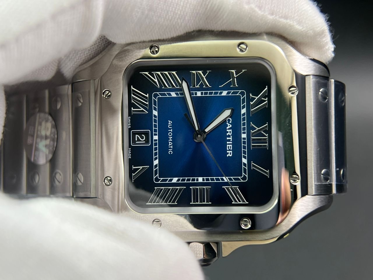 Santos de Cartier XL 40mm SS BVF 1:1 Best Edition Blue Dial on SS Bracelet MIYOTA 9015 - Image 5
