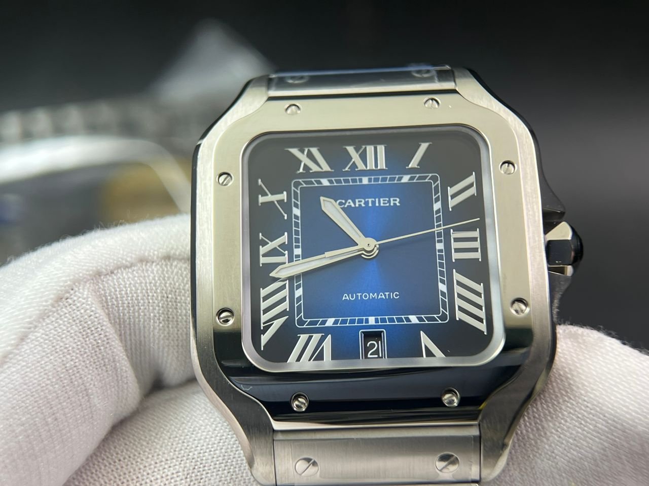 Santos de Cartier XL 40mm SS BVF 1:1 Best Edition Blue Dial on SS Bracelet MIYOTA 9015 - Image 4