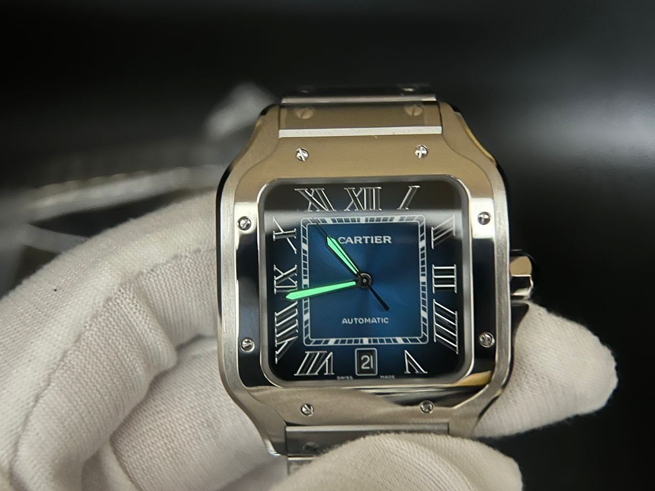 Santos de Cartier XL 40mm SS BVF 1:1 Best Edition Blue Dial on SS Bracelet MIYOTA 9015 - Image 10