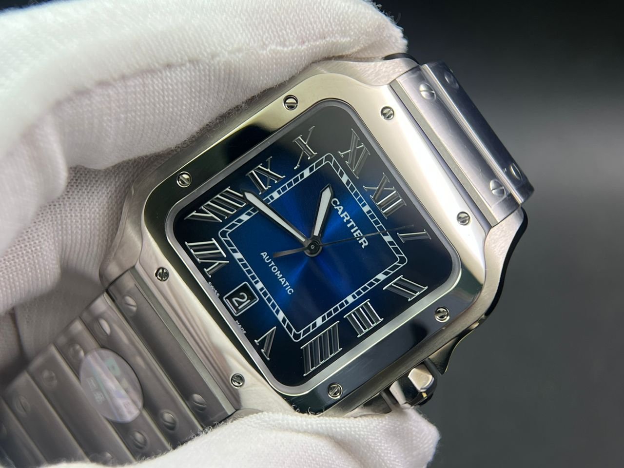 Santos de Cartier XL 40mm SS BVF 1:1 Best Edition Blue Dial on SS Bracelet MIYOTA 9015 - Image 7