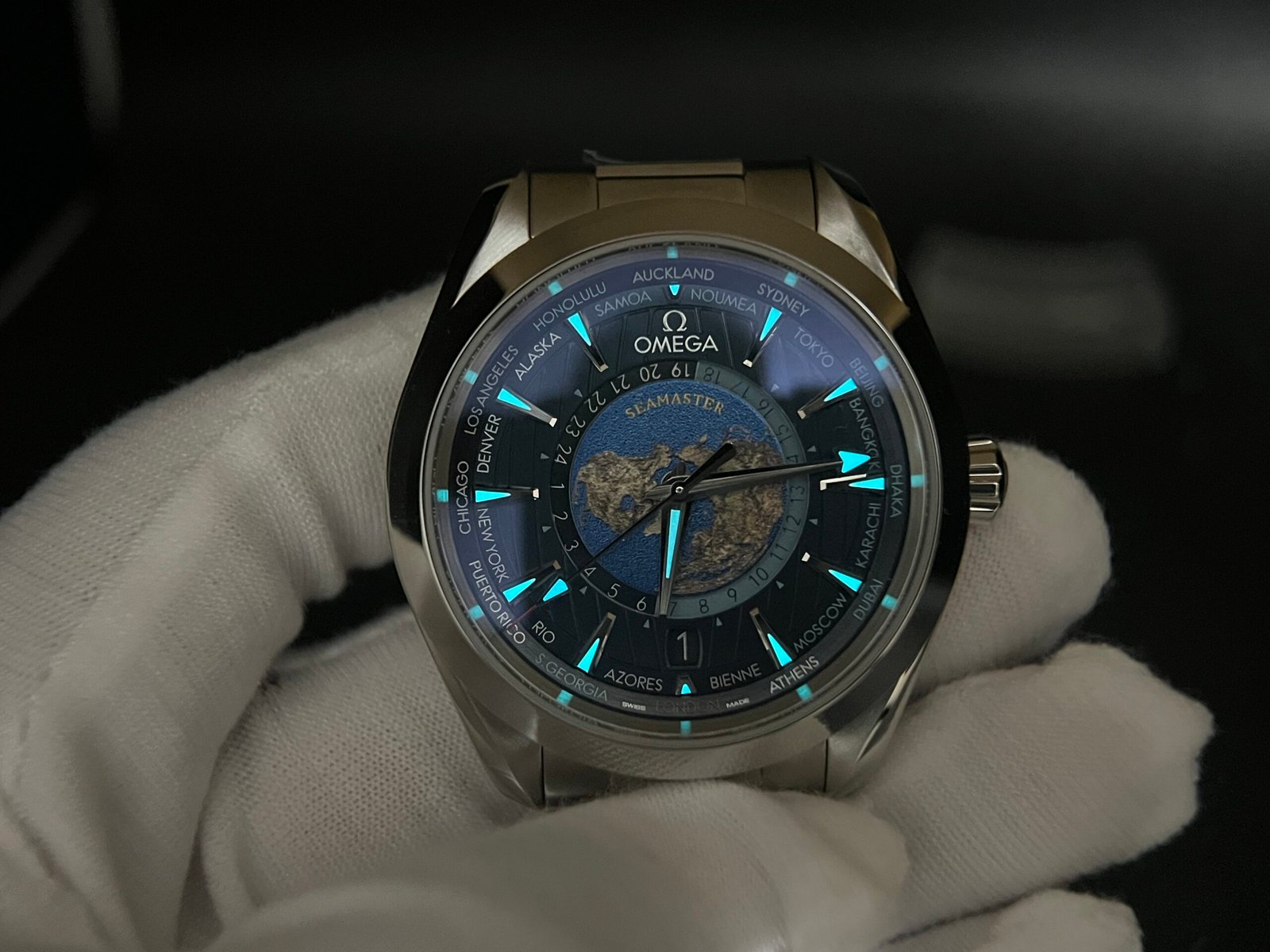 Aqua Terra Worldtimer VSF 1:1 Best Edition Blue Dial on SS Bracelet A8938 Super Clone 43mm - Image 8