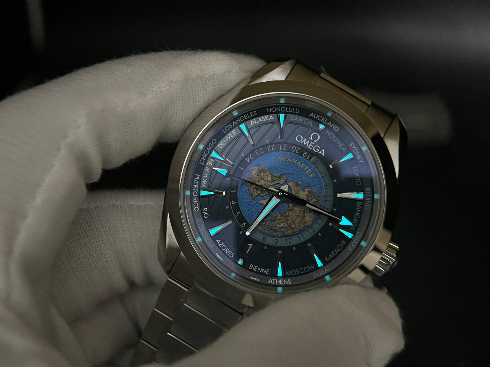 Aqua Terra Worldtimer VSF 1:1 Best Edition Blue Dial on SS Bracelet A8938 Super Clone 43mm - Image 9