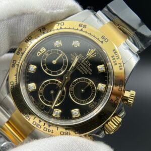 Daytona 116503 SS/YG Clean Factory 1:1 Best Edition Black Diamonds Dial on SS/YG Oyster Bracelet A4130