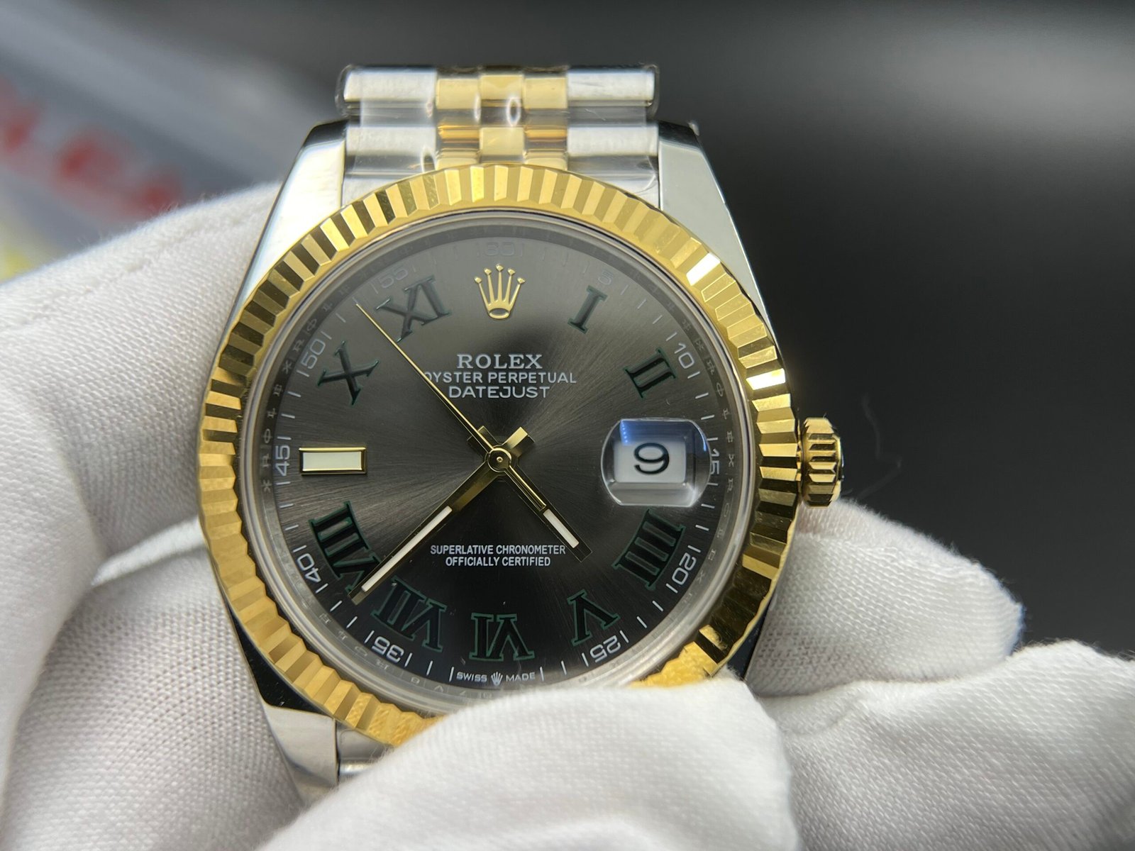 DateJust 41 126333 Clean 1:1 Best Edition 904L Steel Gray Dial Green Roman Marker on SS/YG Jubilee Bracelet VR3235 - Image 2