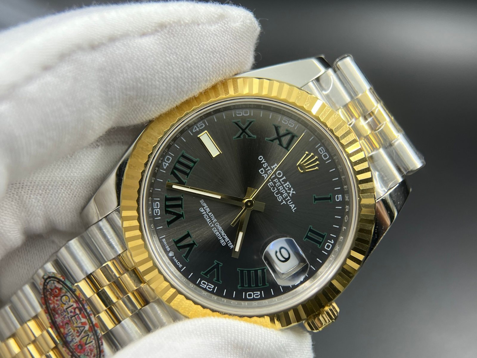 DateJust 41 126333 Clean 1:1 Best Edition 904L Steel Gray Dial Green Roman Marker on SS/YG Jubilee Bracelet VR3235