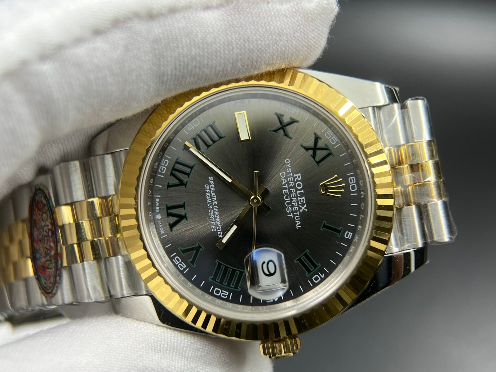 DateJust 41 126333 Clean 1:1 Best Edition 904L Steel Gray Dial Green Roman Marker on SS/YG Jubilee Bracelet VR3235 - Image 4