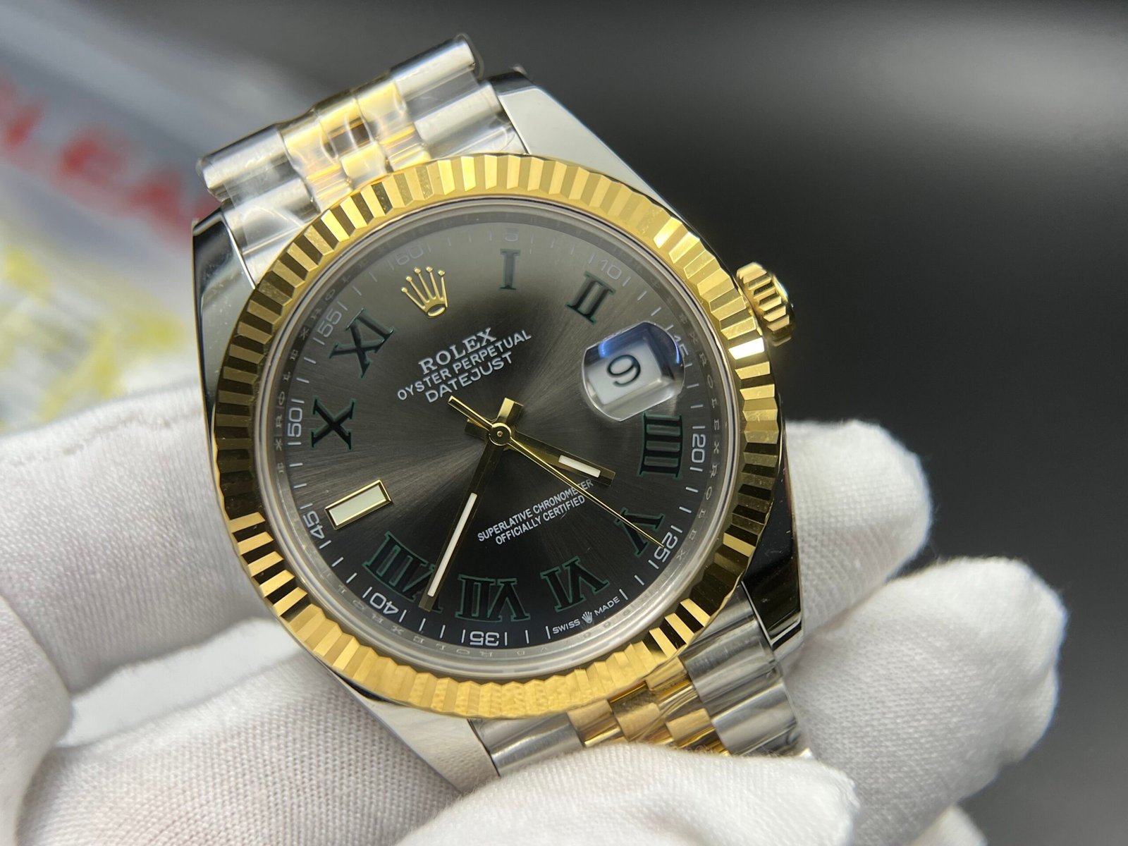 DateJust 41 126333 Clean 1:1 Best Edition 904L Steel Gray Dial Green Roman Marker on SS/YG Jubilee Bracelet VR3235 - Image 6