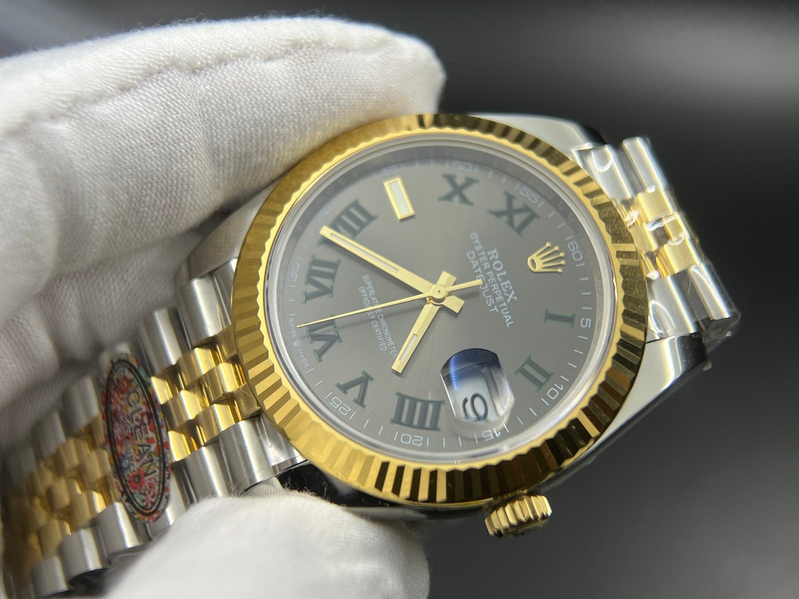 DateJust 41 126333 Clean 1:1 Best Edition 904L Steel Gray Dial Green Roman Marker on SS/YG Jubilee Bracelet VR3235 - Image 7