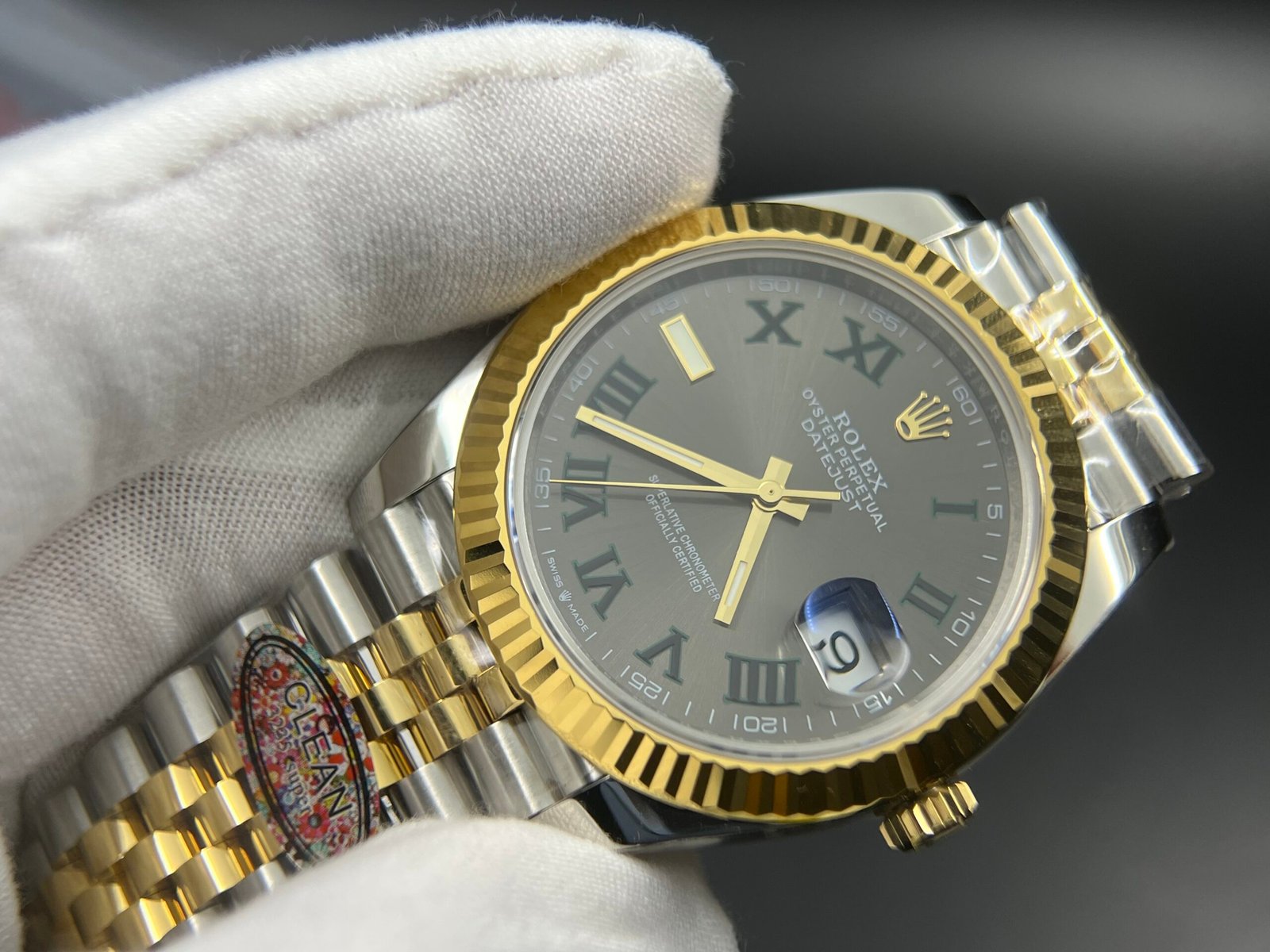 DateJust 41 126333 Clean 1:1 Best Edition 904L Steel Gray Dial Green Roman Marker on SS/YG Jubilee Bracelet VR3235 - Image 8