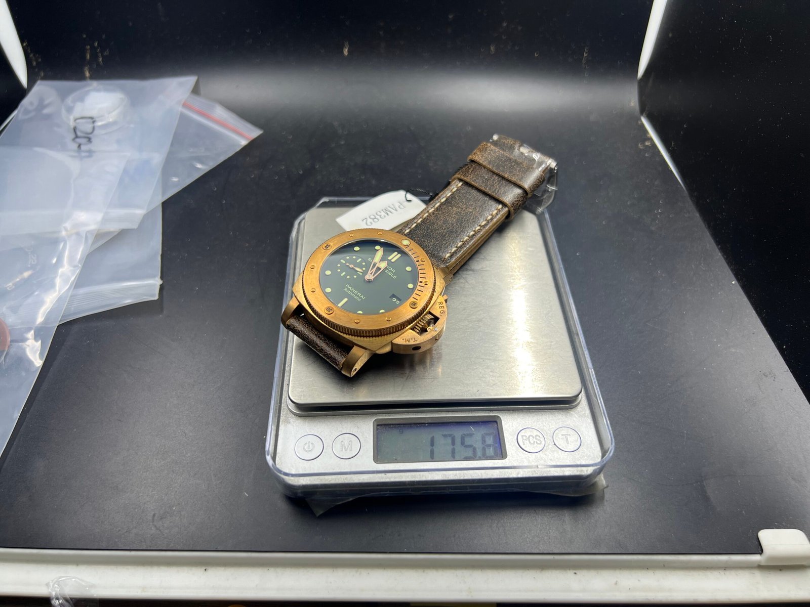 PAM382 N Bronzo VSF 1:1 Best Edition on Green dial on Brown Distressed Calfskin Strap P.9000 - Image 2