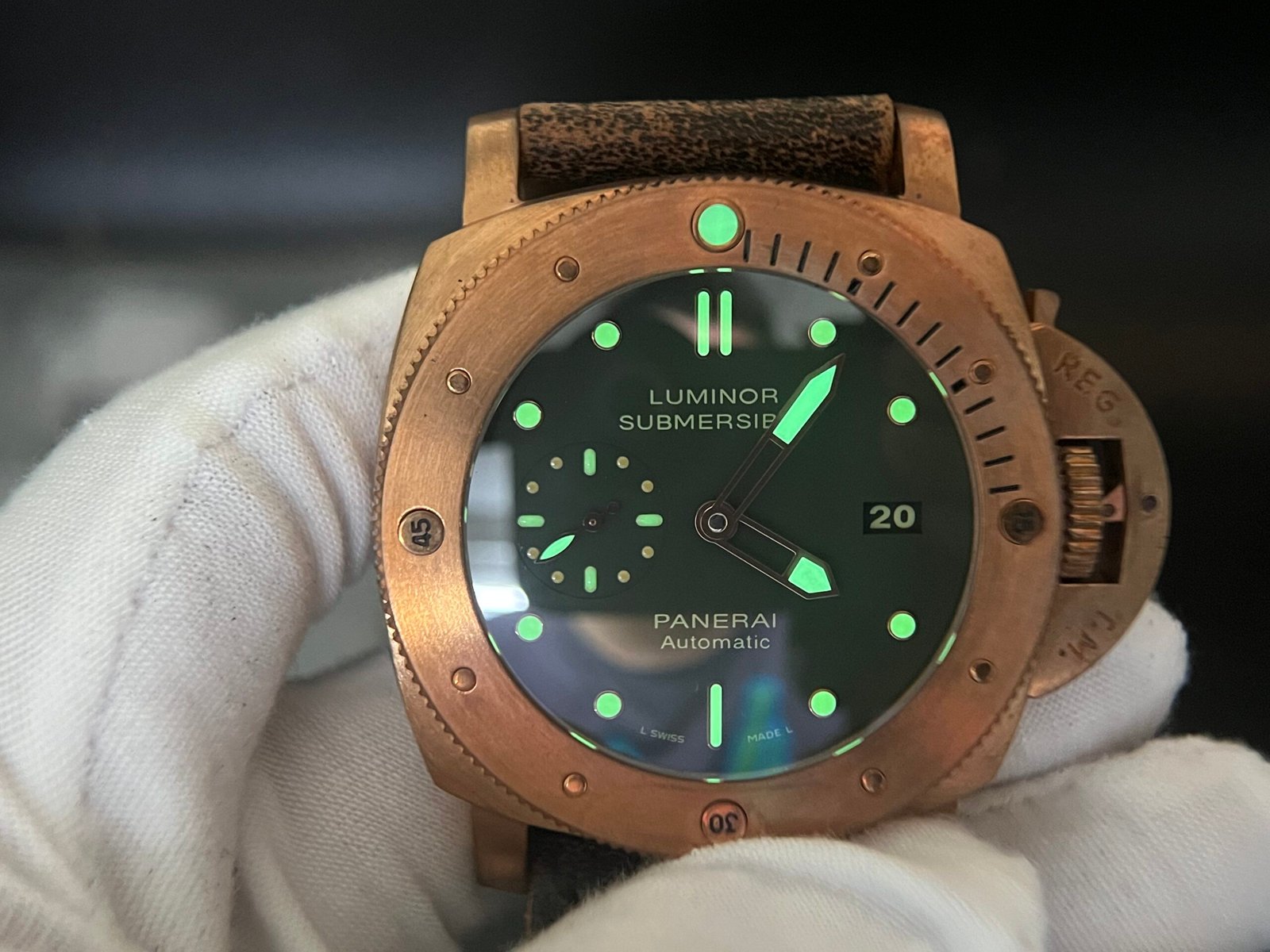 PAM382 N Bronzo VSF 1:1 Best Edition on Green dial on Brown Distressed Calfskin Strap P.9000 - Image 10