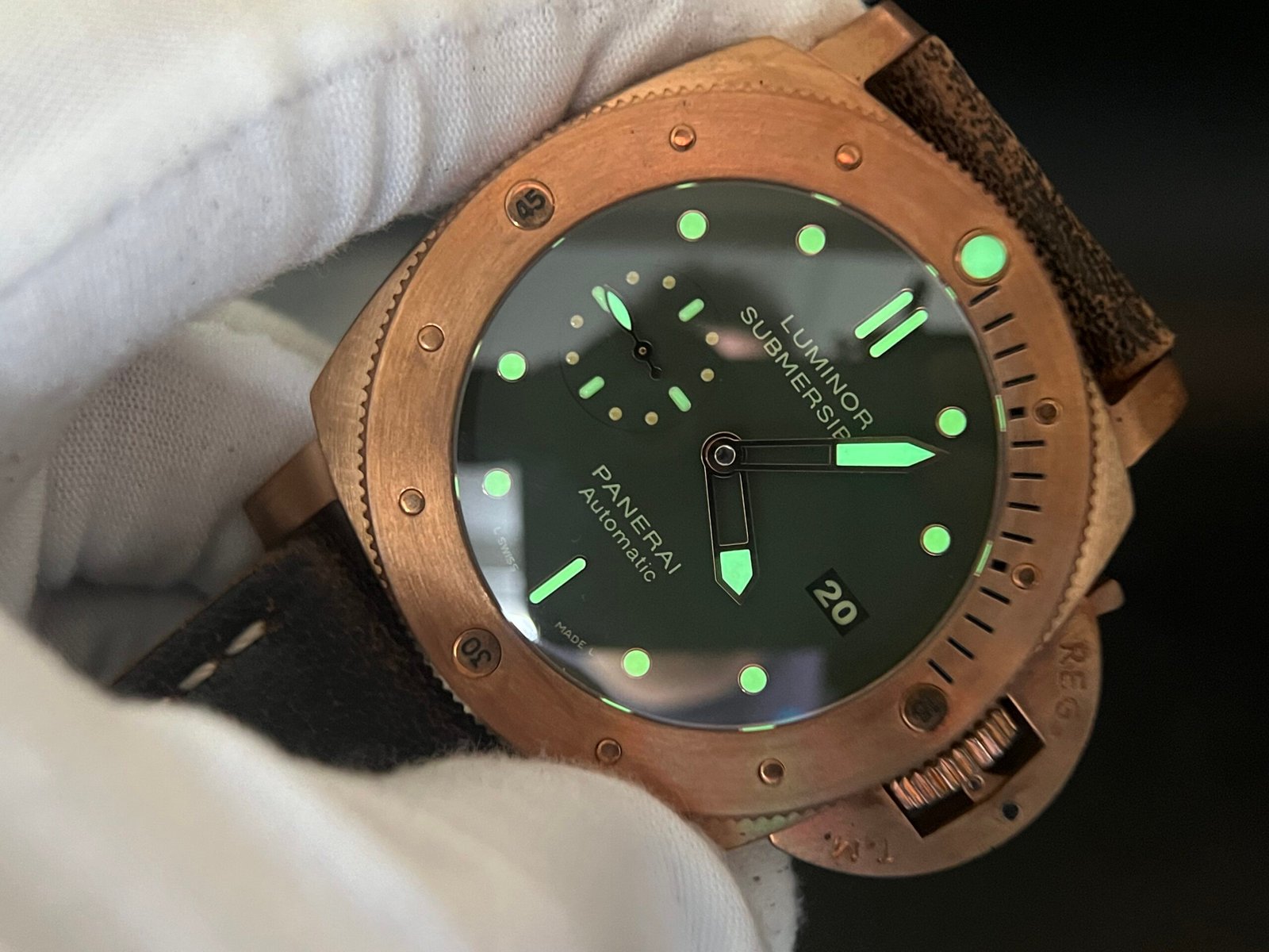 PAM382 N Bronzo VSF 1:1 Best Edition on Green dial on Brown Distressed Calfskin Strap P.9000 - Image 12