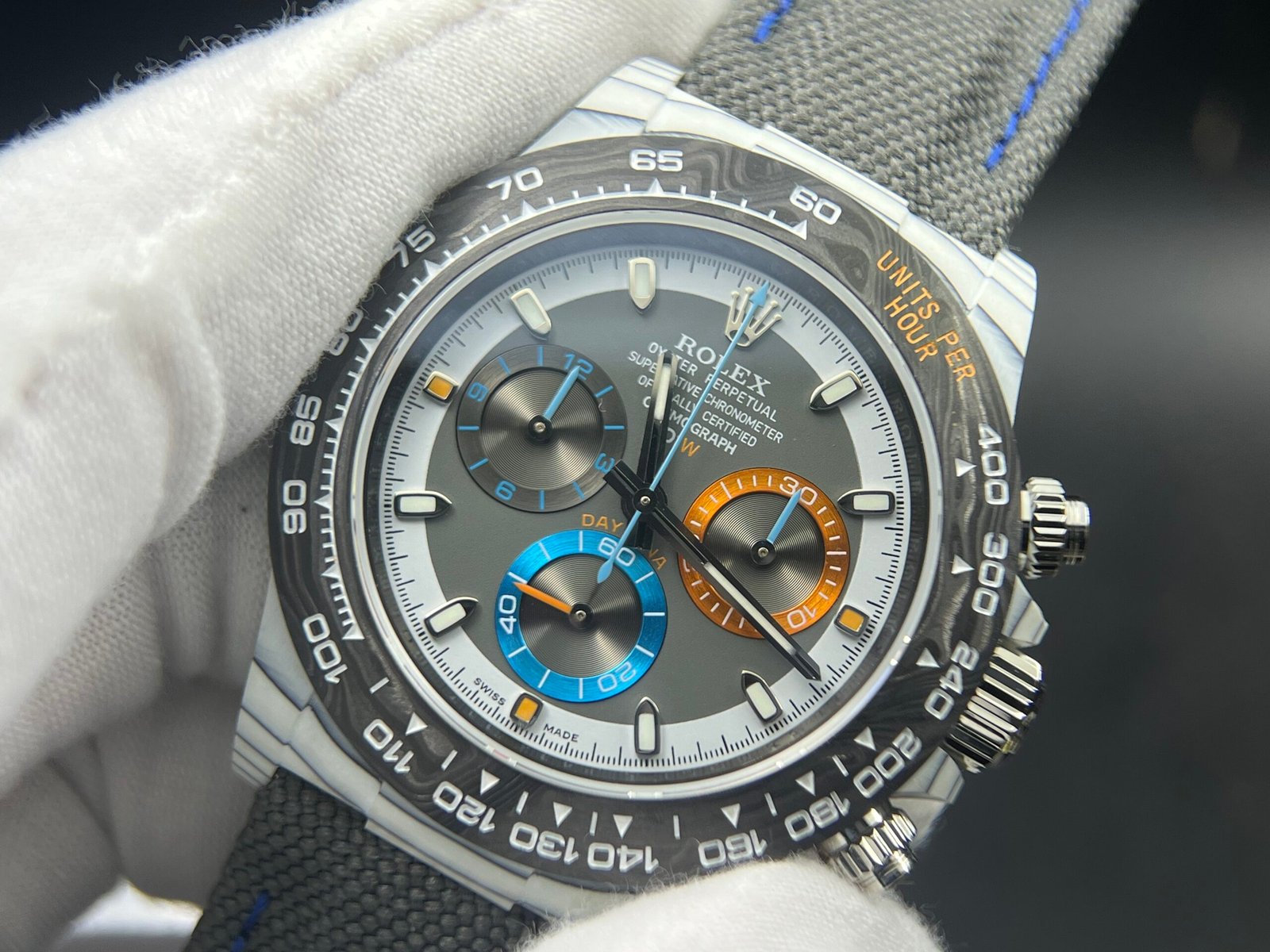 Daytona DIW Carbon 1:1 Best Edition grey Dial on Black Nylon Strap SA4130 - Image 3