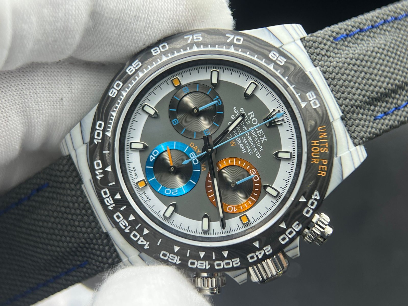 Daytona DIW Carbon 1:1 Best Edition grey Dial on Black Nylon Strap SA4130