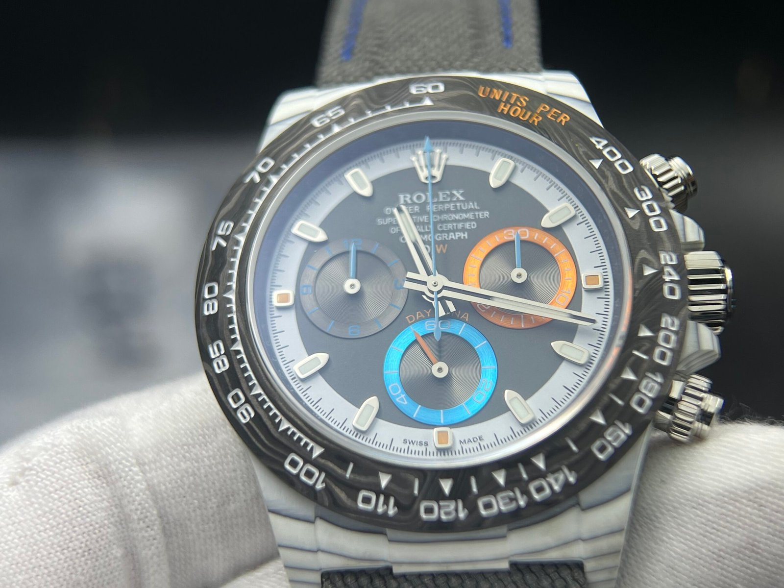 Daytona DIW Carbon 1:1 Best Edition grey Dial on Black Nylon Strap SA4130 - Image 7