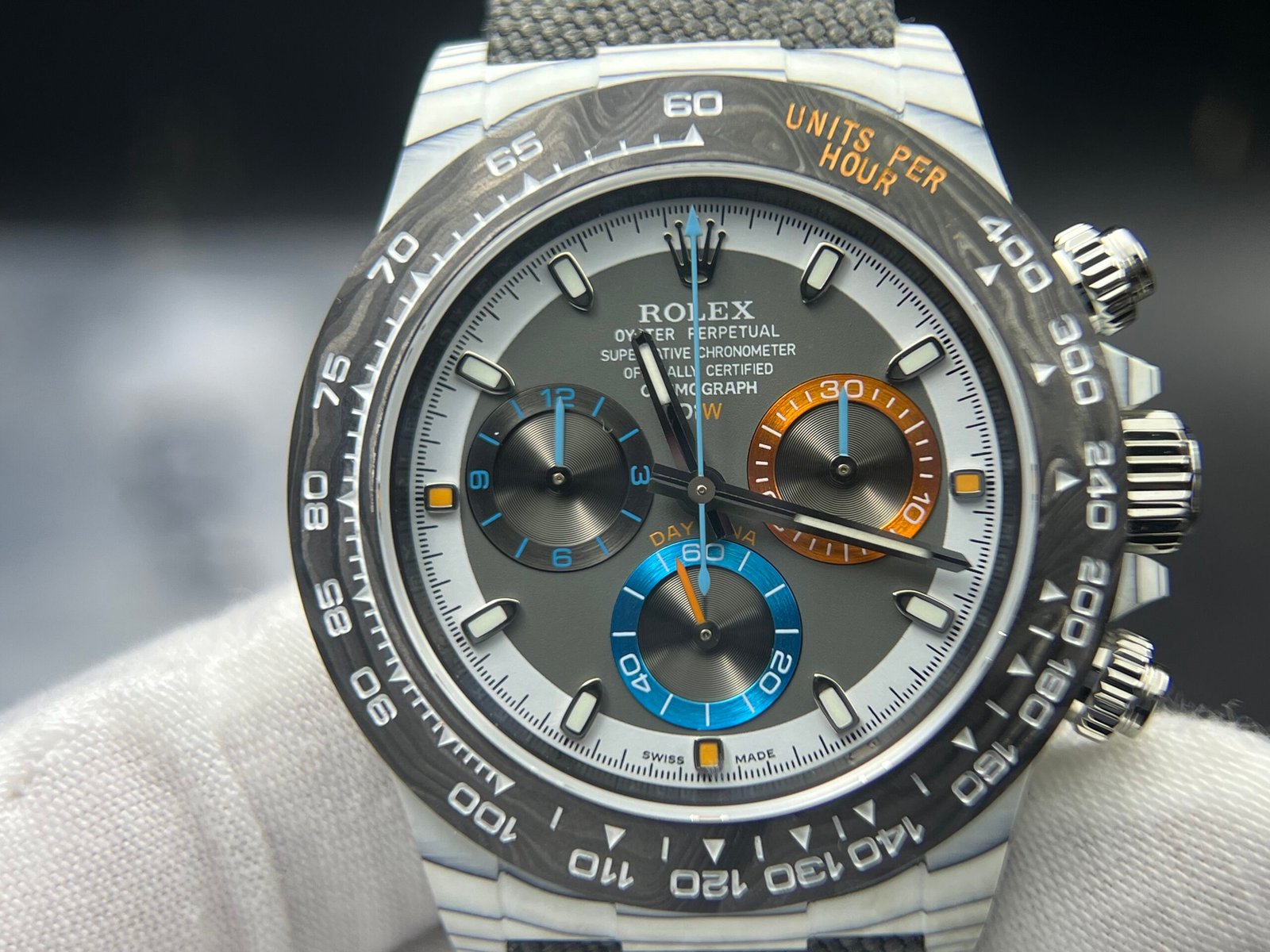 Daytona DIW Carbon 1:1 Best Edition grey Dial on Black Nylon Strap SA4130 - Image 8