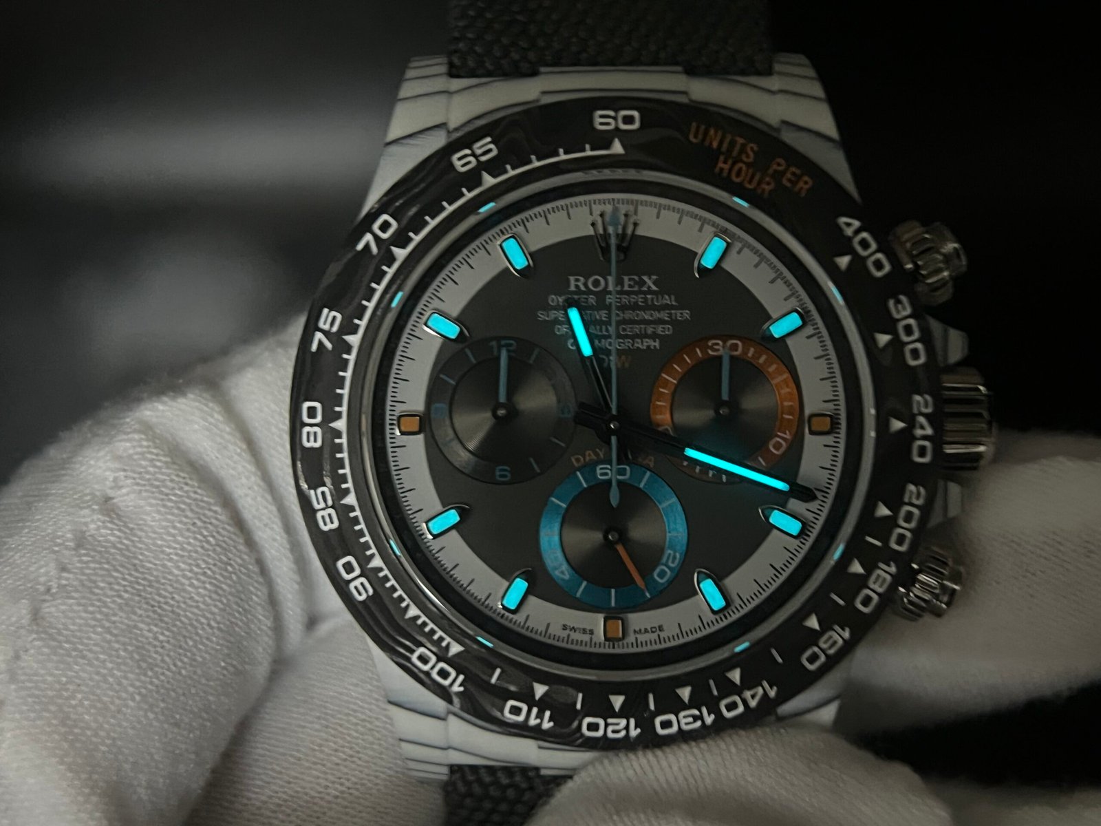 Daytona DIW Carbon 1:1 Best Edition grey Dial on Black Nylon Strap SA4130 - Image 9