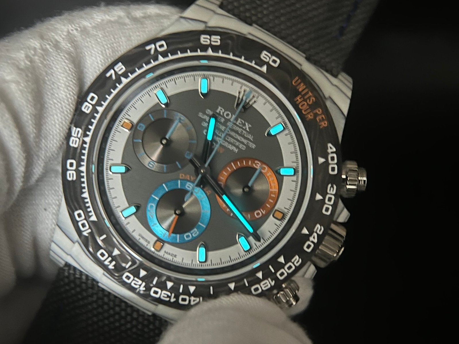 Daytona DIW Carbon 1:1 Best Edition grey Dial on Black Nylon Strap SA4130 - Image 10