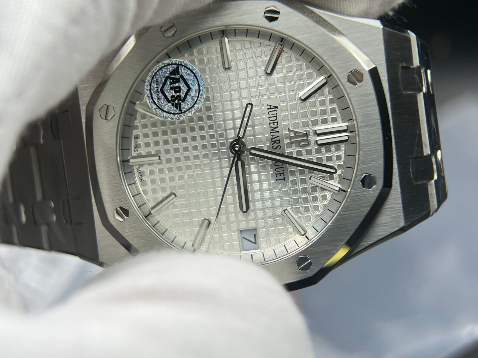 Royal Oak 41mm 15500 SS 1:1 Upgrade Dial and Calendar wheel crystal glass (Based on APS) - Image 5