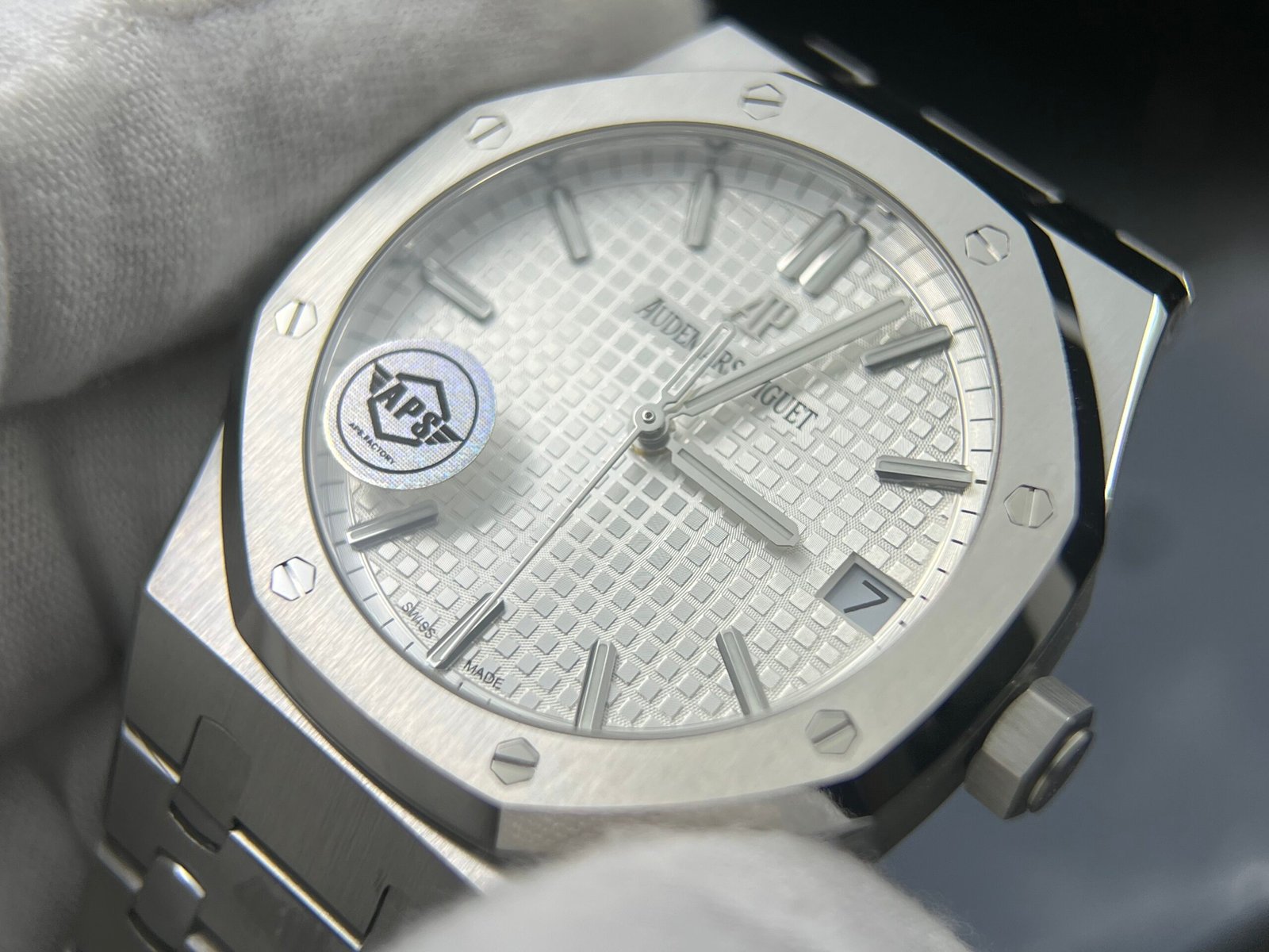 Royal Oak 41mm 15500 SS 1:1 Upgrade Dial and Calendar wheel crystal glass (Based on APS) - Image 9